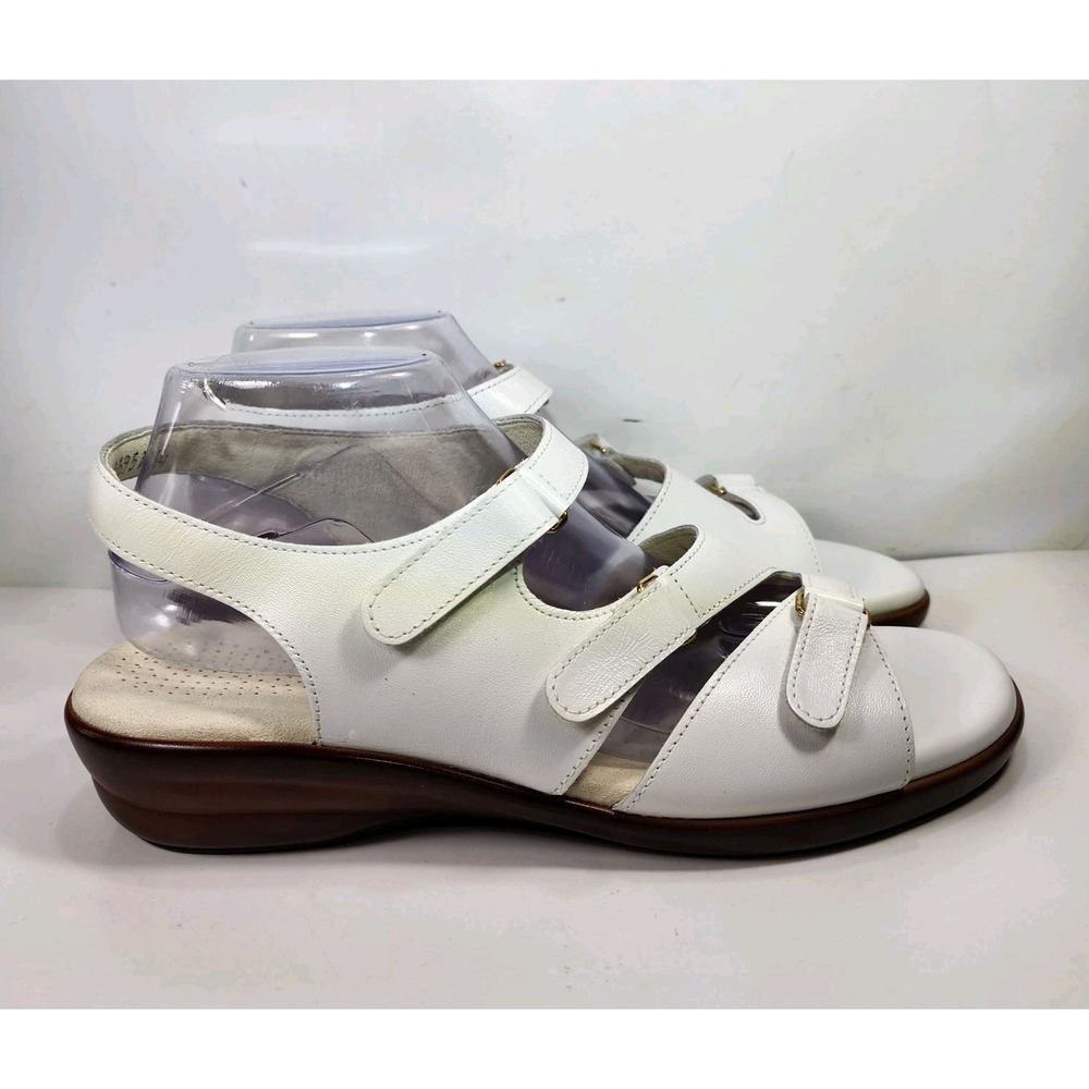 SAS Tripad Comfort Sandals Womens 10 W Slingback White‎ Leather Open Toe EUC